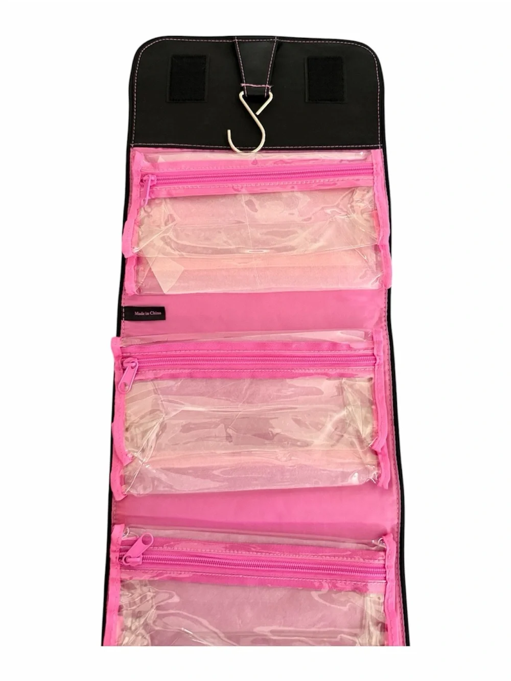 New Mary Kay Black with Pink Trim Hanging Travel Roll Up Bag w/Detachable Bags